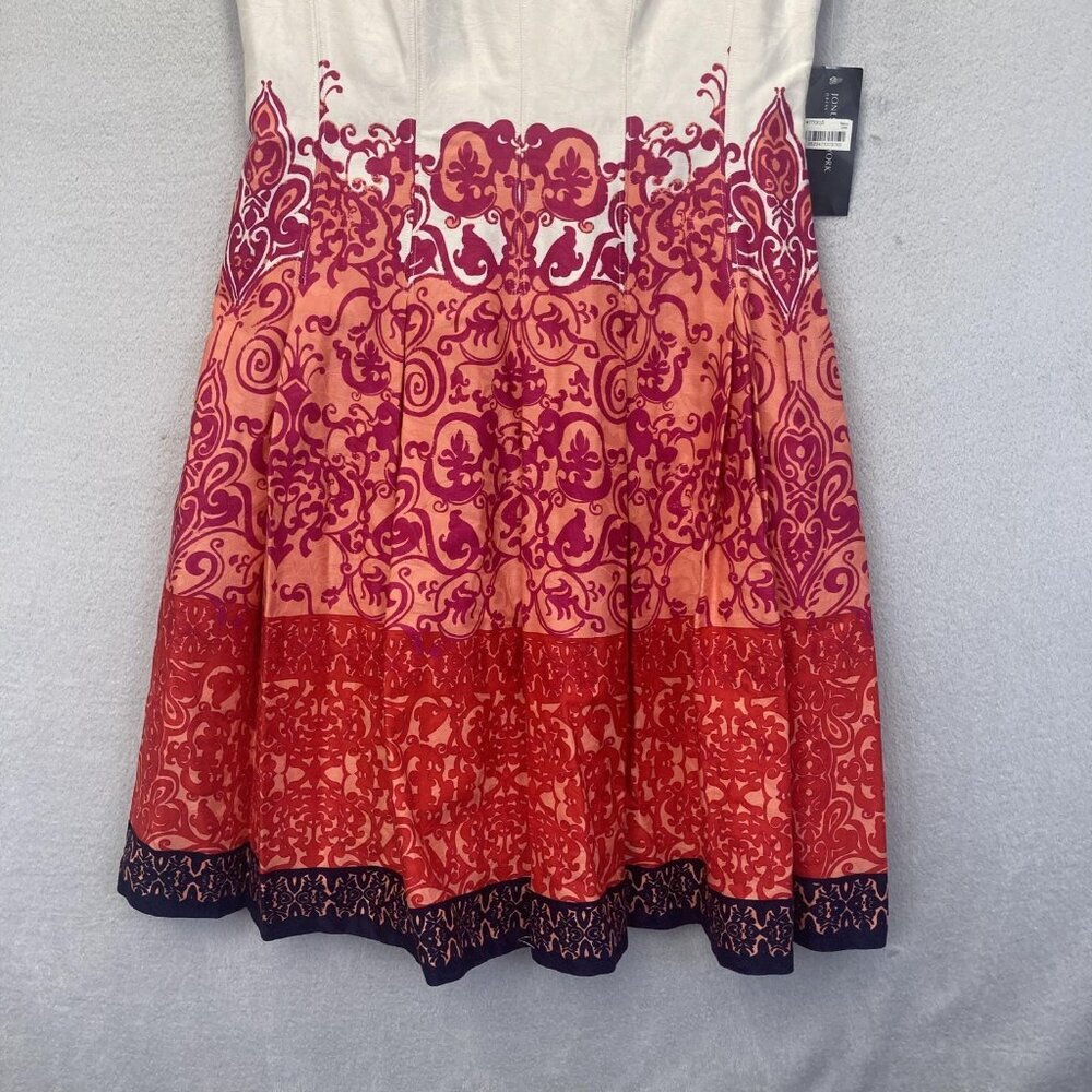 NWT A-Line Paisley Dress Womens 6 Red Pink White Sleeveless Holiday Feminine - Picture 4 of 14